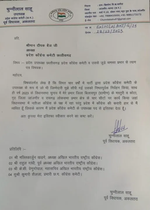 Congress Former MLA Resigned